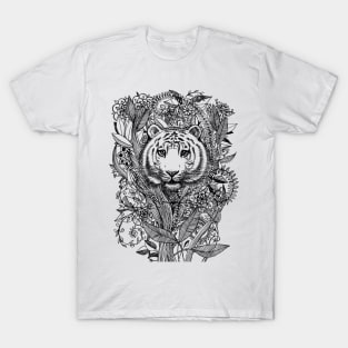 Tiger Tangle in Black and White T-Shirt